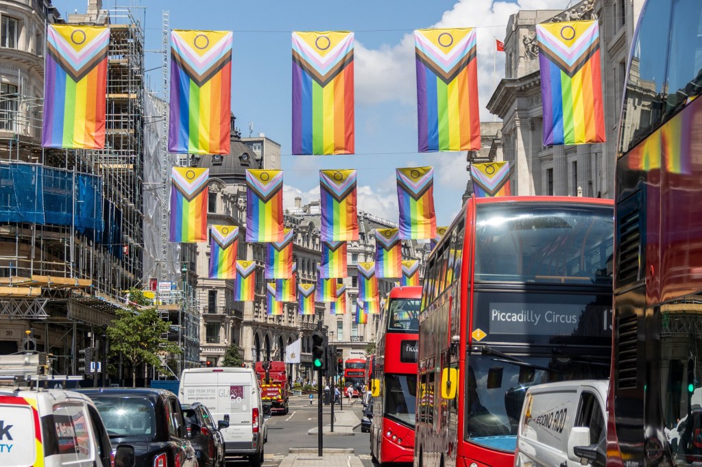 Mandatory Credit: Photo by Sinai Noor/Shutterstock (13978933e) London is bedecked and brimming with rainbow hues as businesses across the capital display LGBTQI+ flags and informational material in honour of Pride Month. As we anticipate the forthcoming Pride Parade, the city unites in a vibrant showcase of education and inclusivity, embracing the diversity of its citizens. London Adorns Pride Month Colours, London, UK - 21 Jun 2023